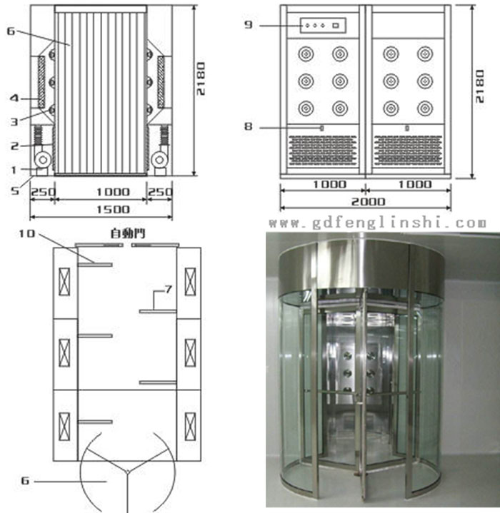 旋轉(zhuǎn)門風淋室結(jié)構(gòu)圖